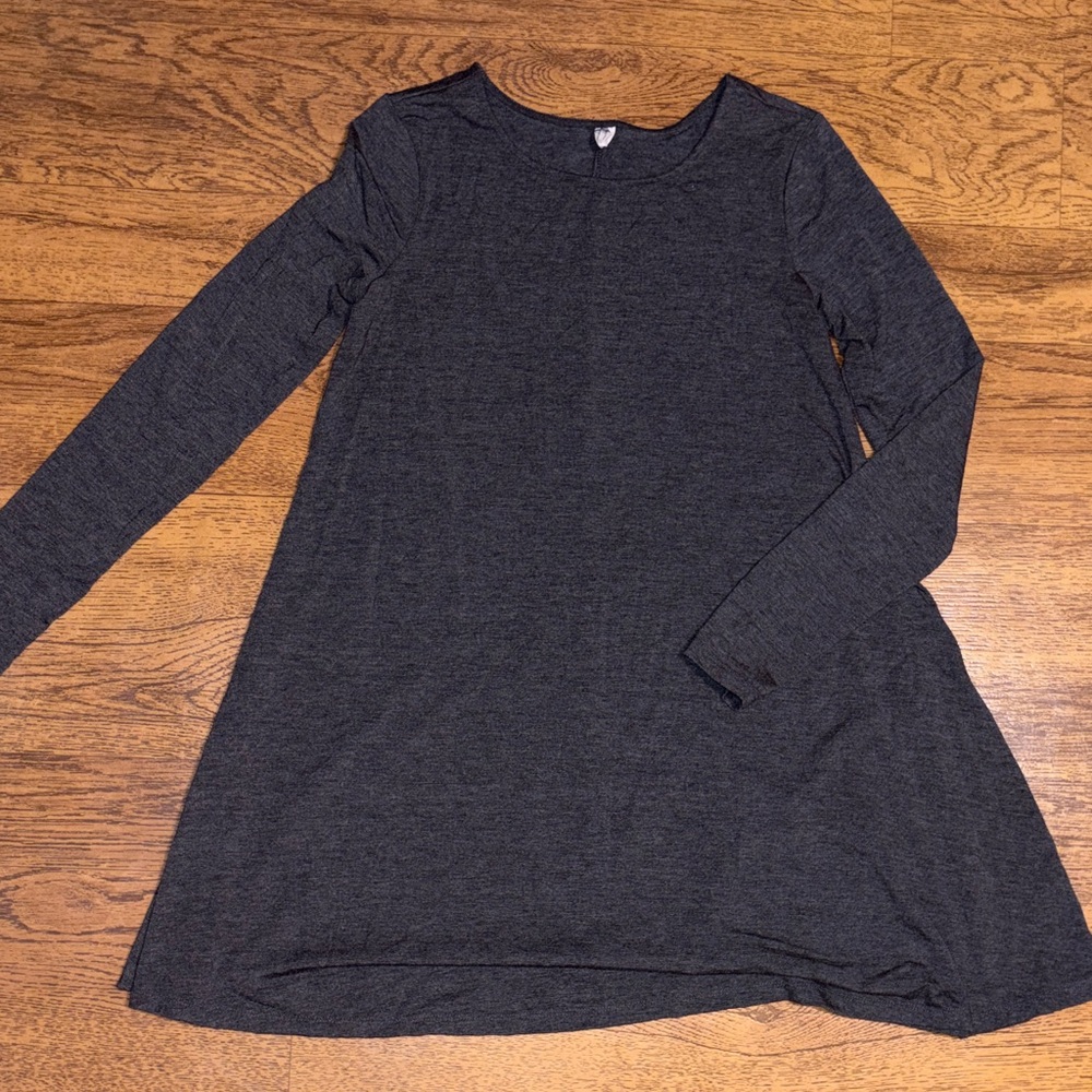 Charcoal Gray Long Sleeve Swing Dress